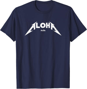 Hawaii Heavy Rock N Roll Aloha Graphic Logo T-Shirt - T-Shirt | Navy