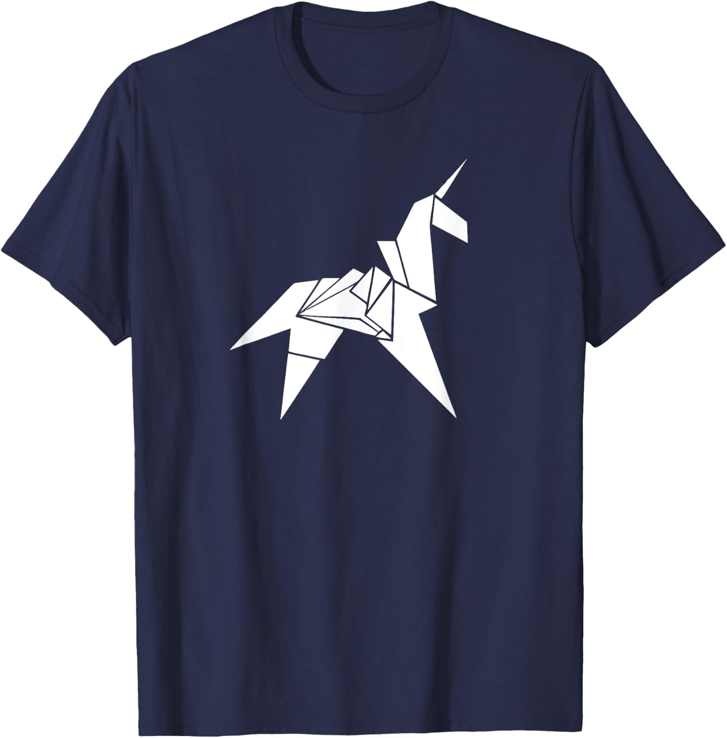 Origami Unicorn - Awesome Origami Art T-Shirt - T-Shirt | Navy