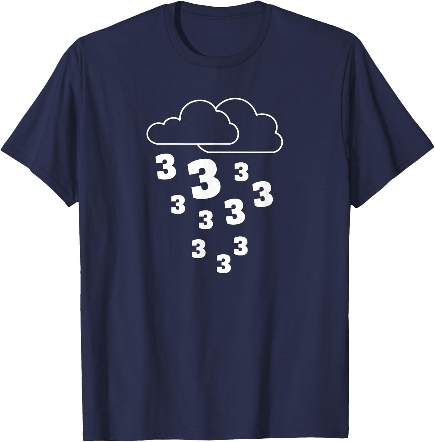 Raining Threes - Rain and Cloud Graphic Basketball Shirt T-Shirt - T-Shirt | Navy