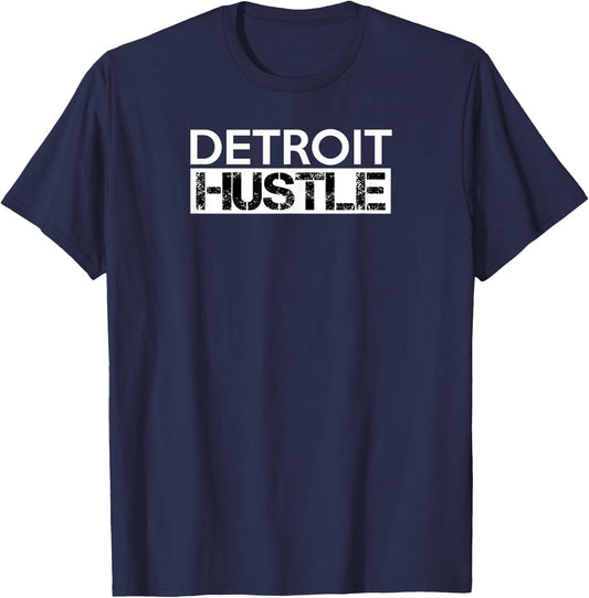 Detroit Hustle Baseball Football Business Motor Gym T Shirt T-Shirt - T-Shirt | Navy