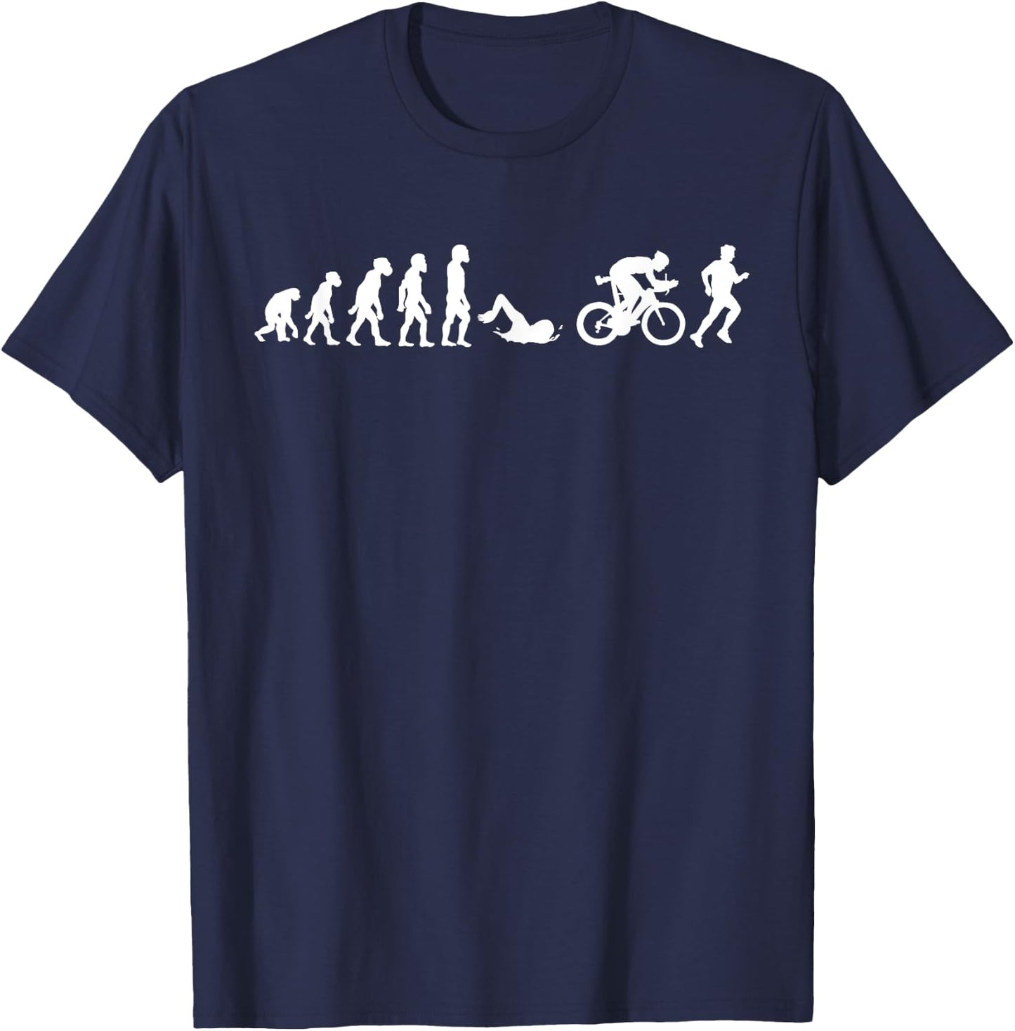 Funny Human Triathlon Evolution Triathlete Swim Run Cycle T-Shirt - T-Shirt | Navy