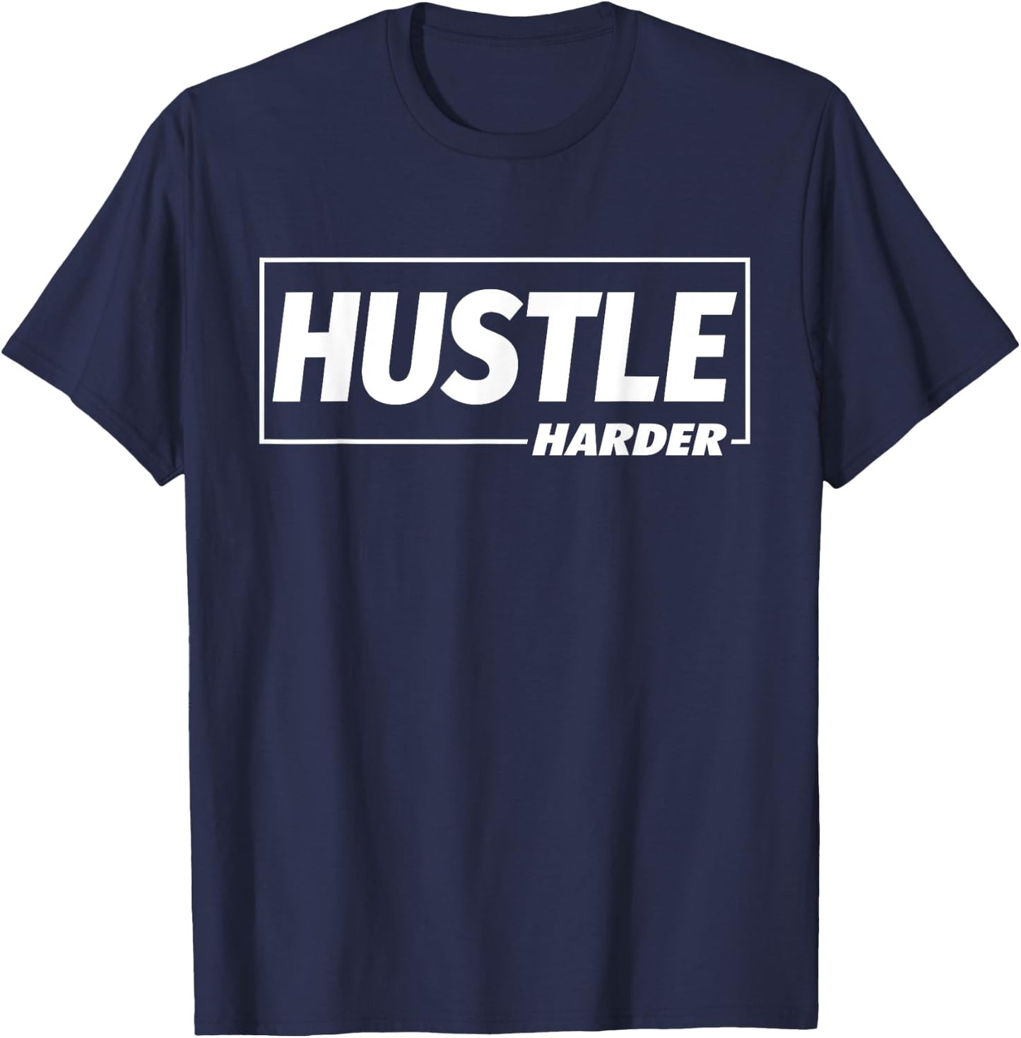 C682 Hustle Harder Gym T Shirt Workout Fitness Motivation T-Shirt - T-Shirt | Navy
