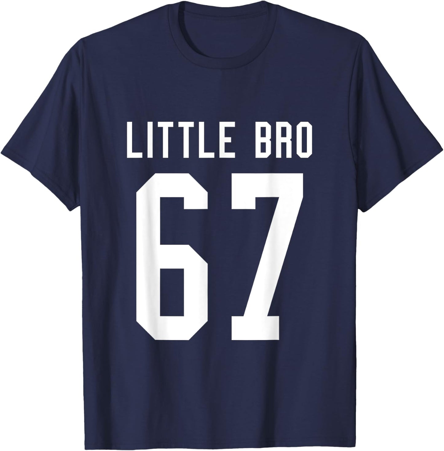 Number 67 Little Bro Biggest Fan Football Game Day Brother T-Shirt - T-Shirt | Navy