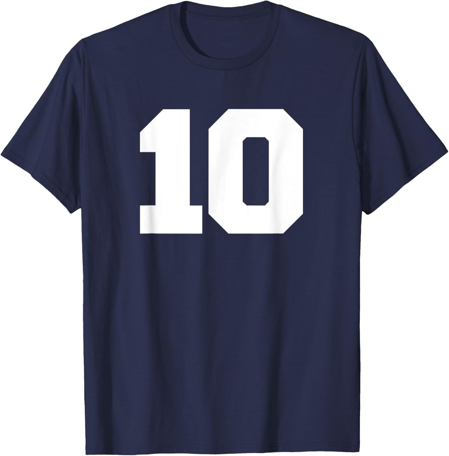 Number 10 Sports Jersey Player #10 Fan FRONT Print Varsity T-Shirt - T-Shirt | Navy