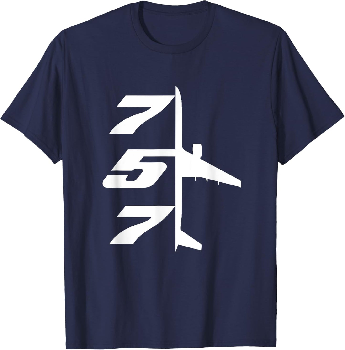 B757-200 Aircraft Airliner Plane Aeroplane Top-Down Profile T-Shirt - T-Shirt | Navy
