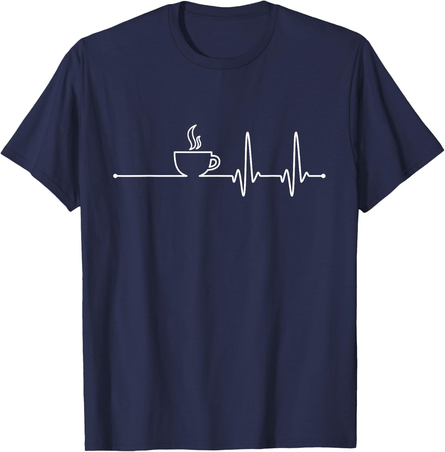 Coffee Heartbeat Pulse T-Shirt - T-Shirt | Navy