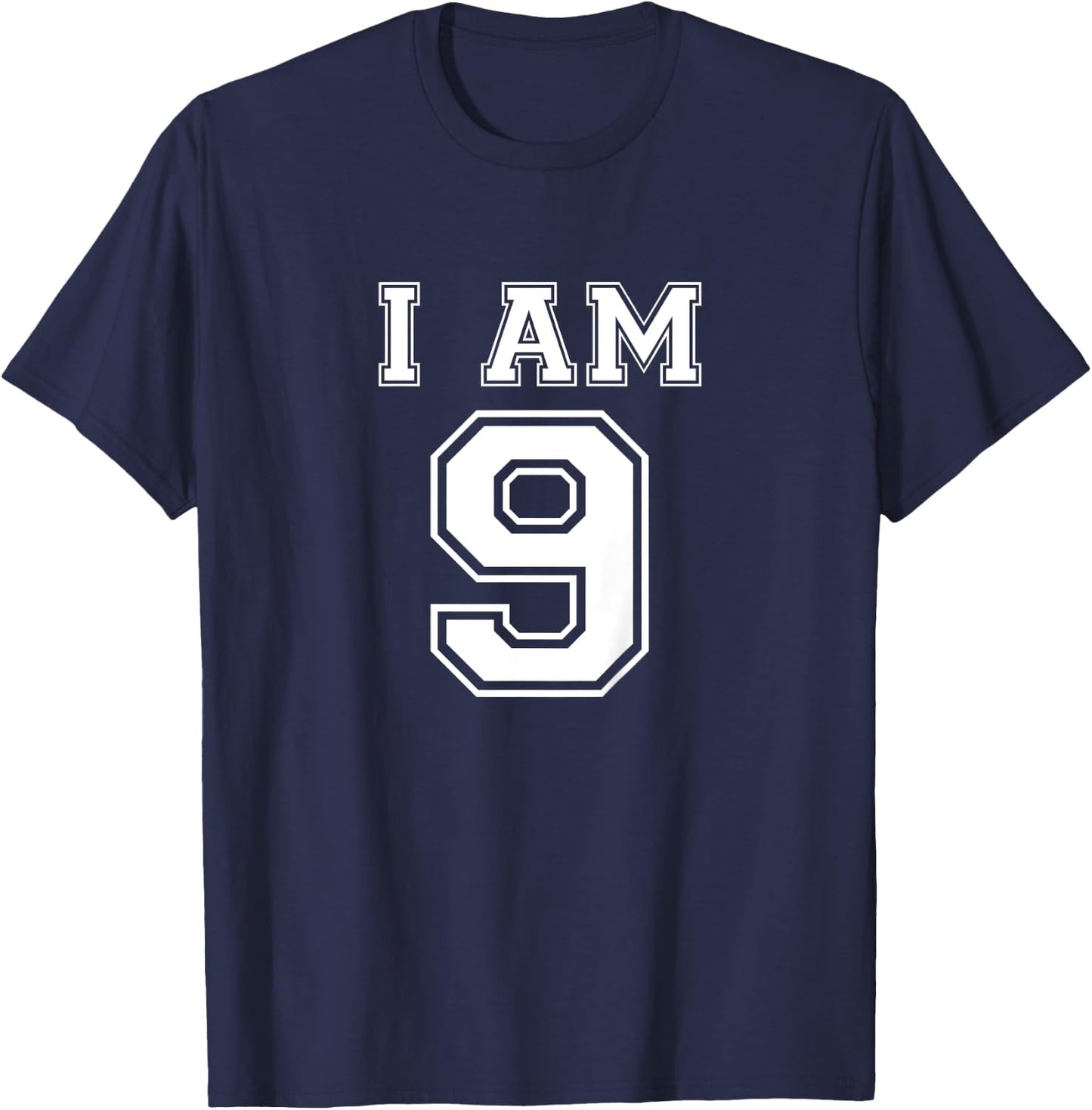 Nine Year Old Birthday Present I Am 9 Football Jersey Style T-Shirt - T-Shirt | Navy