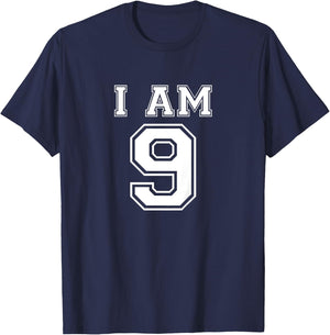 Nine Year Old Birthday Present I Am 9 Football Jersey Style T-Shirt - T-Shirt | Navy