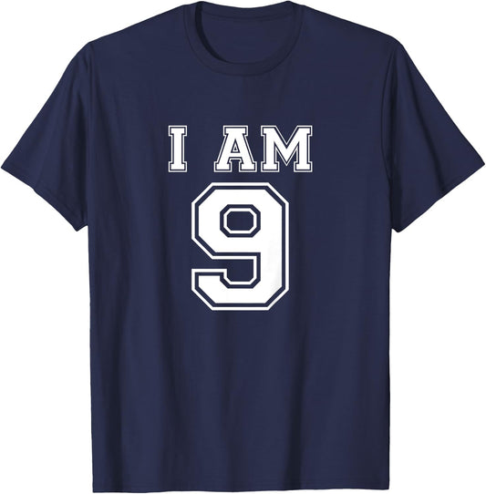 Nine Year Old Birthday Present I Am 9 Football Jersey Style T-Shirt - T-Shirt | Navy