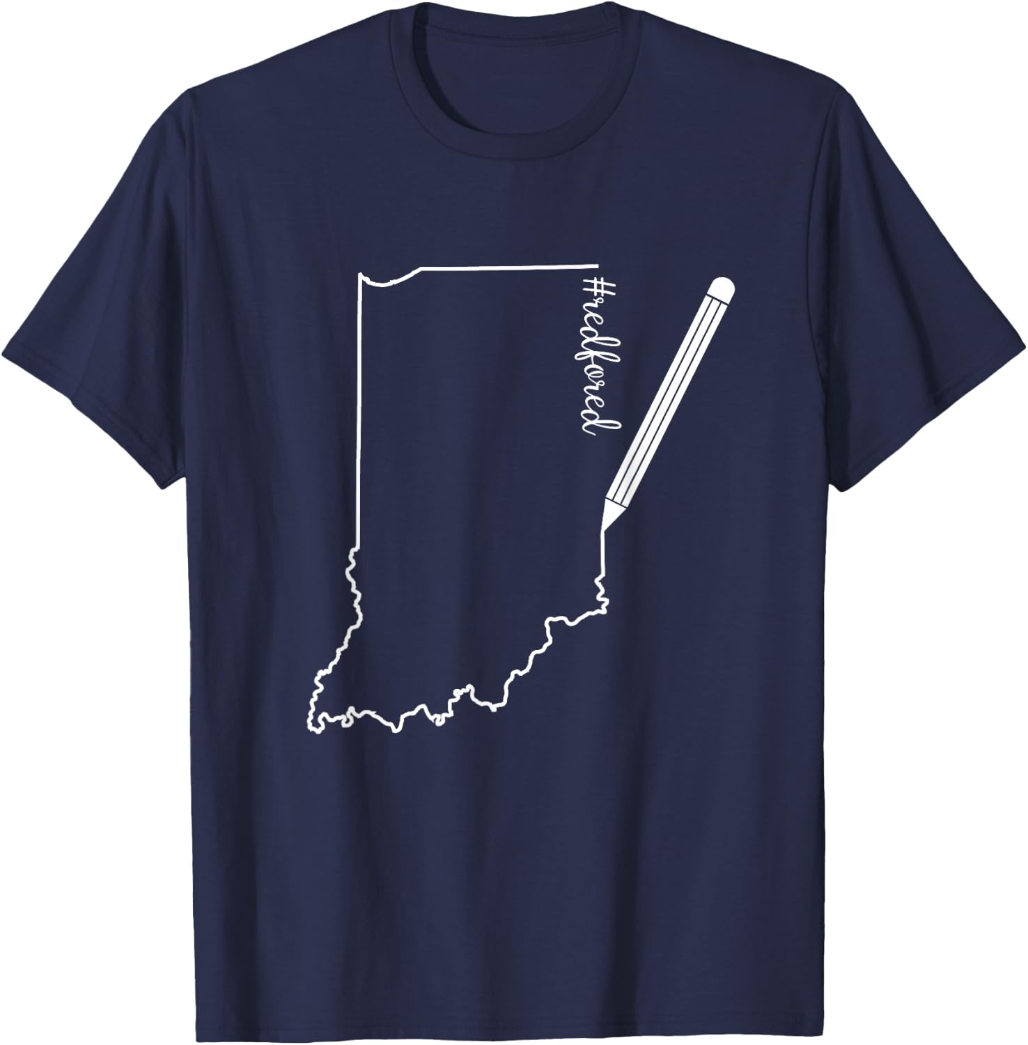 Teacher Red For Ed RedForEd Indiana Pencil Drawing Gift T-Shirt - T-Shirt | Navy