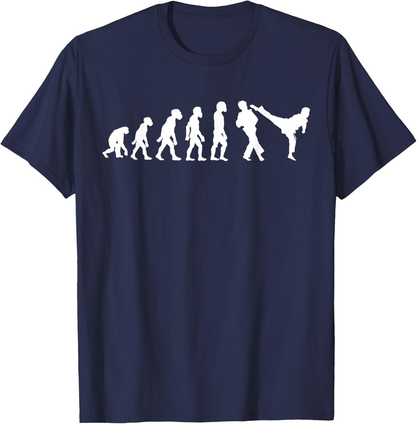 Funny Human Taekwondo Fighter Evolution Korean Sparring T-Shirt - T-Shirt | Navy