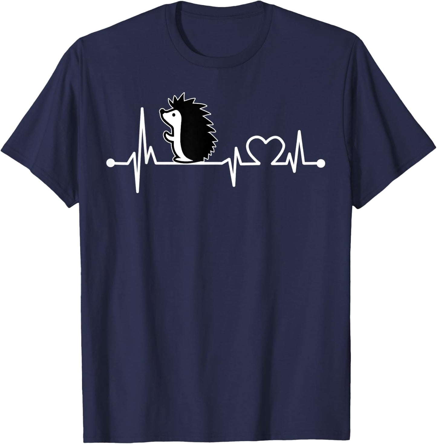 Hedgehog Heartbeat Funny Animal Cool Lover Gift T-Shirt - T-Shirt | Navy