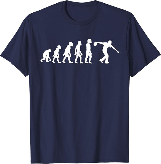 Funny Human Bowling Evolution Pin Ball Bowler Player T-Shirt - T-Shirt | Navy