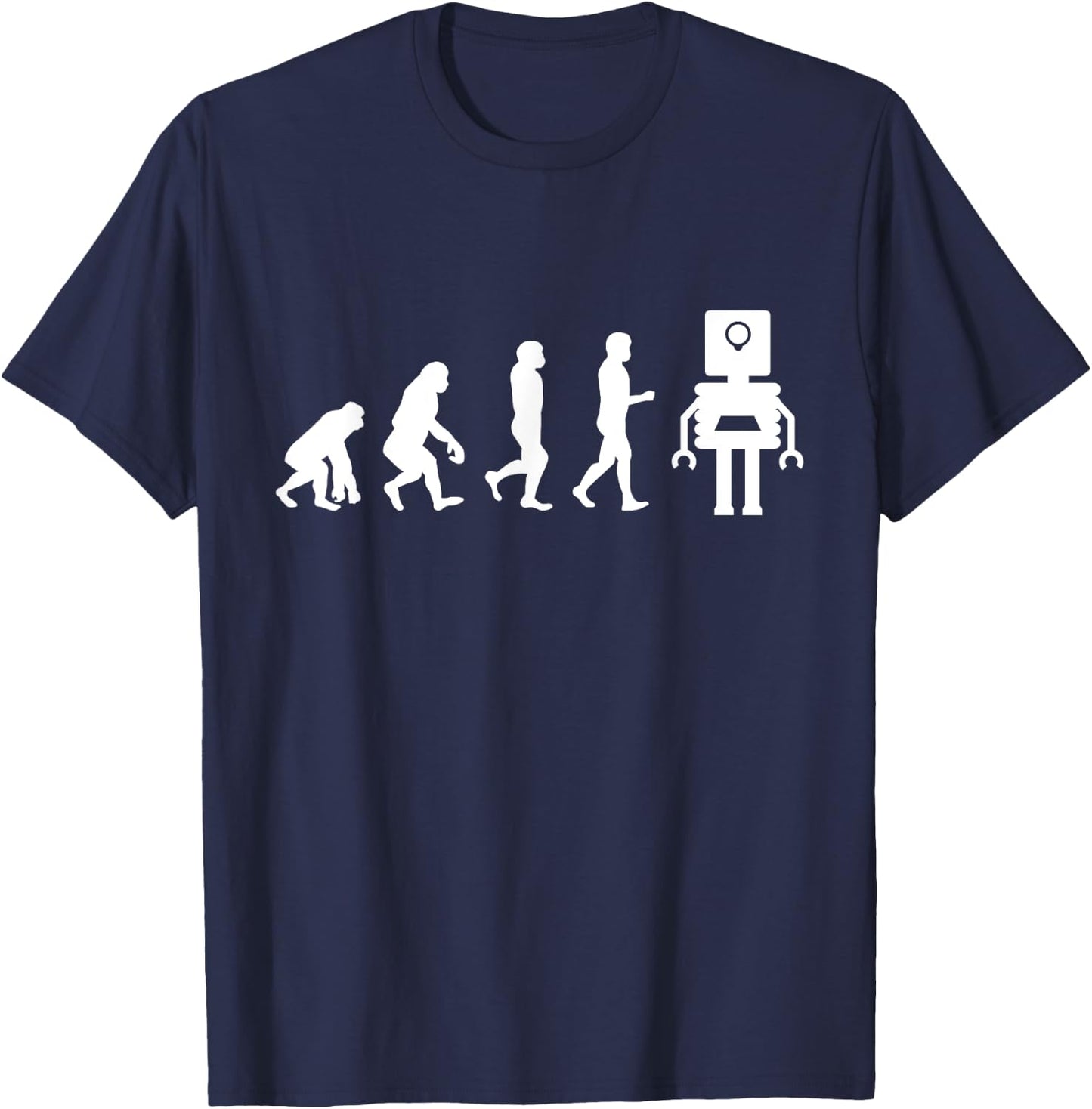 Funny Robotic Machine Learning AI Evolution Robot T-Shirt - T-Shirt | Navy