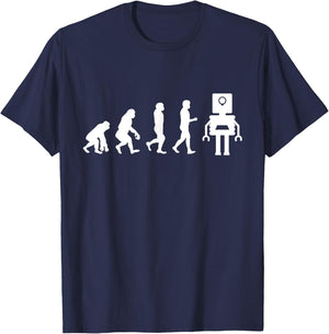 Funny Robotic Machine Learning AI Evolution Robot T-Shirt - T-Shirt | Navy