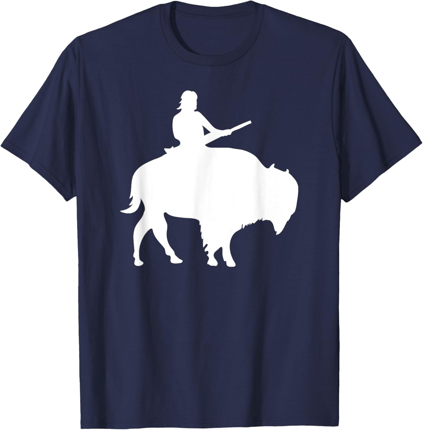 Guy on a Buffalo Silhouette T-Shirt - T-Shirt | Navy