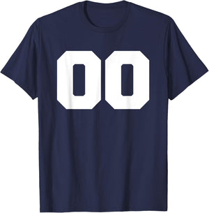 Number 00 Sports Jersey Player #00 0 Fan FRONT Print Varsity T-Shirt - T-Shirt | Navy