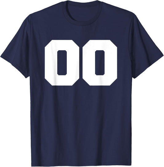 Number 00 Sports Jersey Player #00 0 Fan FRONT Print Varsity T-Shirt - T-Shirt | Navy