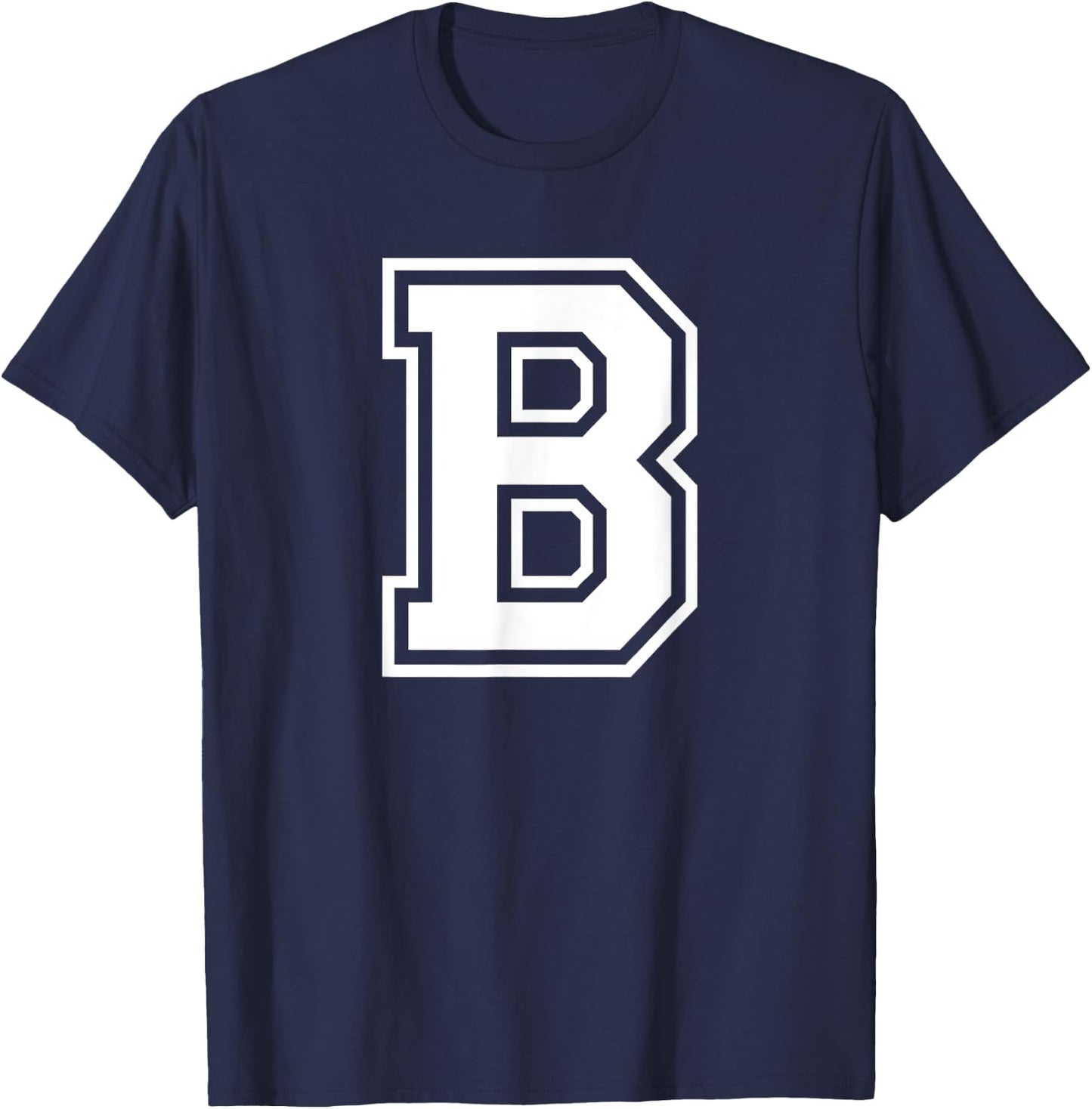 Letter B Name Initial Varsity Alphabet Monogram T-Shirt - T-Shirt | Navy