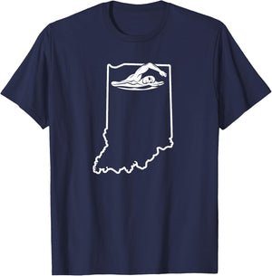 Indiana Swimming Swim Team Shirt Indiana Swimmer Stuff T-Shirt - T-Shirt | Navy