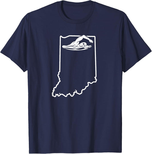Indiana Swimming Swim Team Shirt Indiana Swimmer Stuff T-Shirt - T-Shirt | Navy