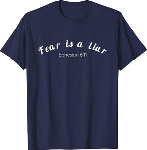 Fear is a Liar Inspirational Shirt Gift Christian Moms T-Shirt - T-Shirt | Navy