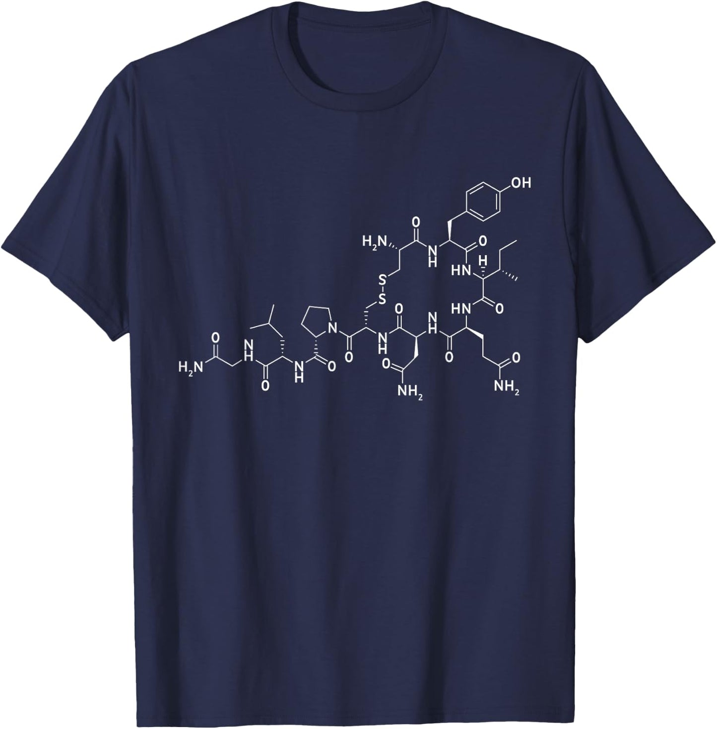 Structure of Oxytocin Chemical Molecule Chemistry T Shirts T-Shirt - T-Shirt | Navy