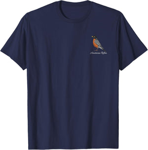 American Robin Bird Birder Birdwatcher Birding Biologist T-Shirt - T-Shirt | Navy