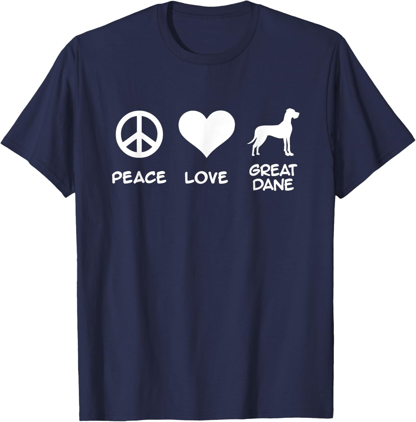 Peace, Love, Great Dane T-Shirt - T-Shirt | Navy