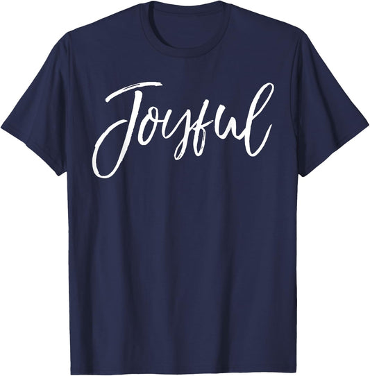 Joyful Shirt Calligraphy Script Joy Vintage Christian T-Shirt - T-Shirt | Navy
