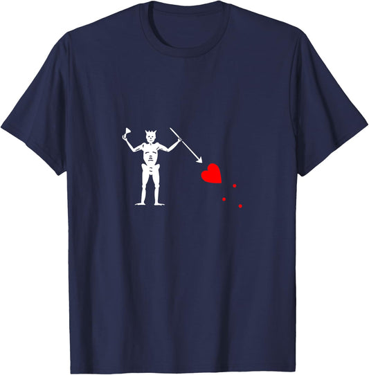 Blackbeard Flag , Bleackbeard Pirate Flag Shirt T-Shirt - T-Shirt | Navy