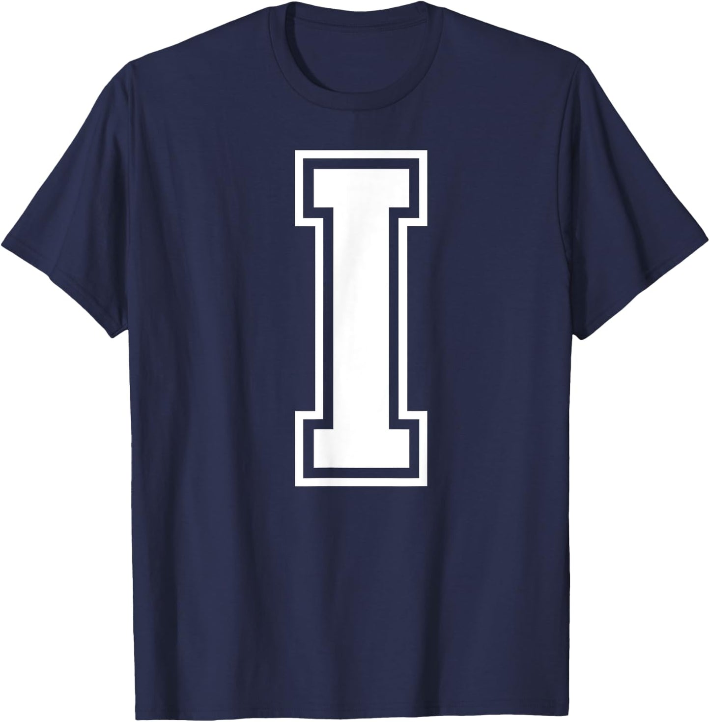 Letter I Capital Alphabet College Varsity Monogram Club T-Shirt - T-Shirt | Navy