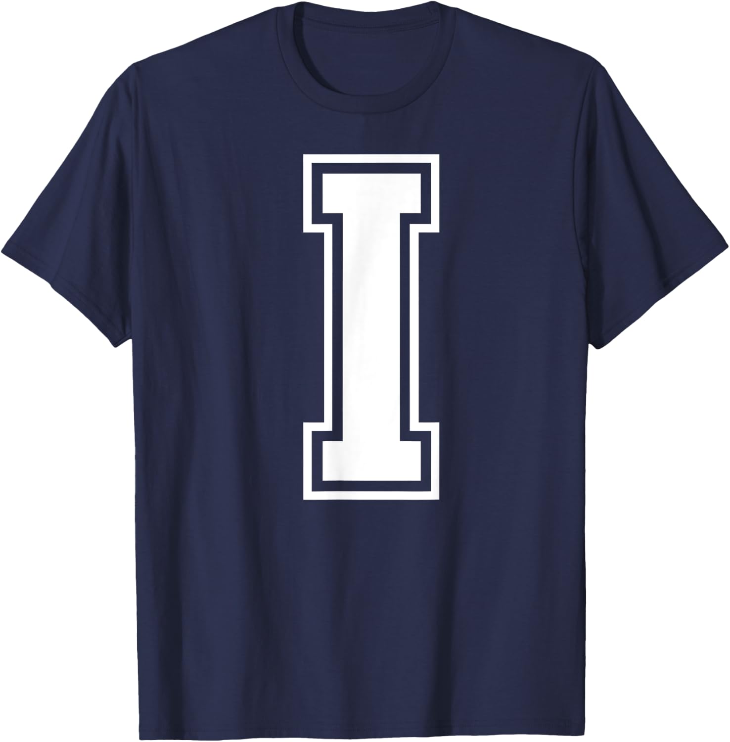 Letter I Capital Alphabet College Varsity Monogram Club T-Shirt - T-Shirt | Navy