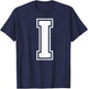 Letter I Capital Alphabet College Varsity Monogram Club T-Shirt - T-Shirt | Navy