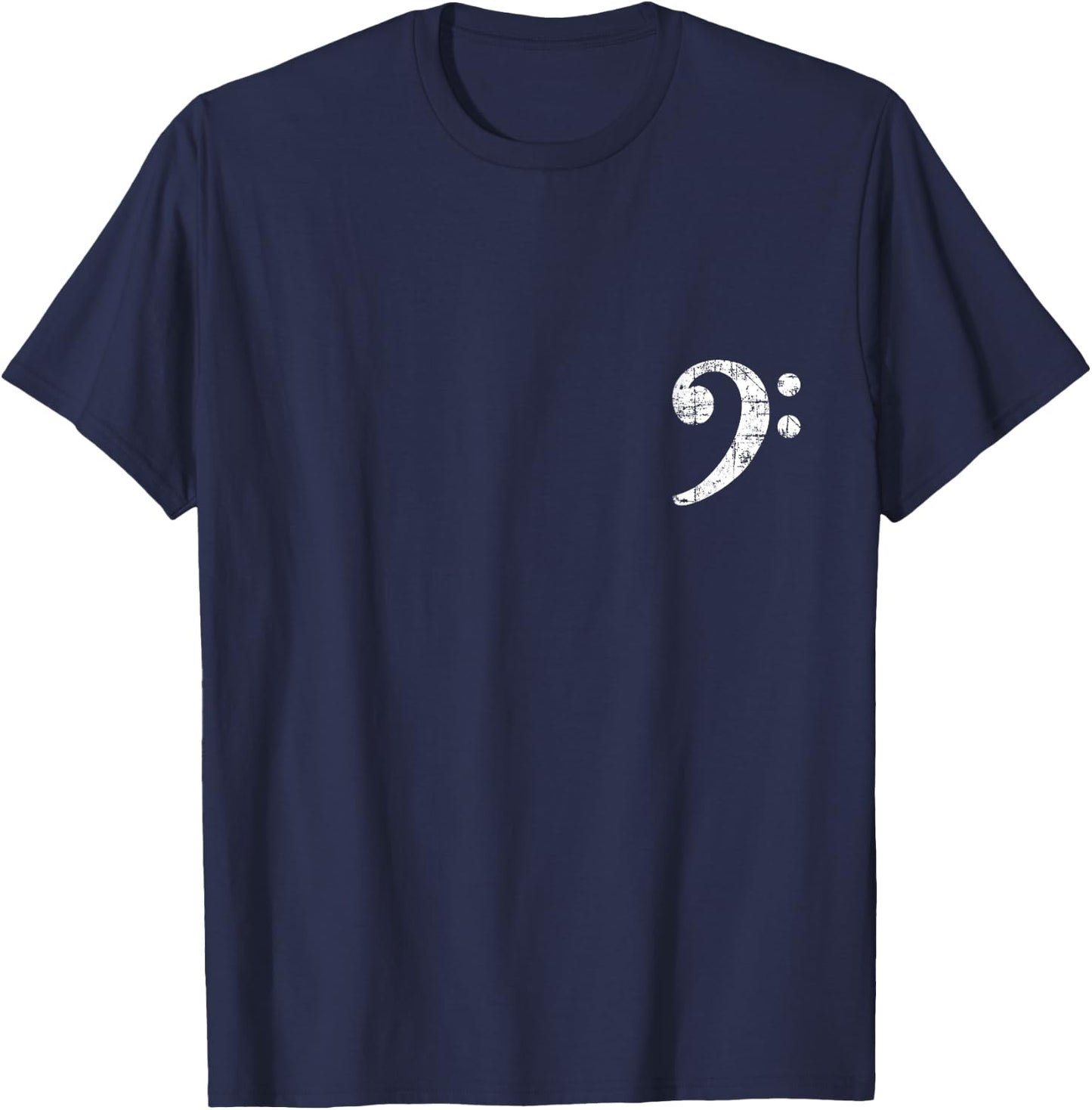 Bass Clef (Vintage White / Left) Bass Players T-Shirt - T-Shirt | Navy
