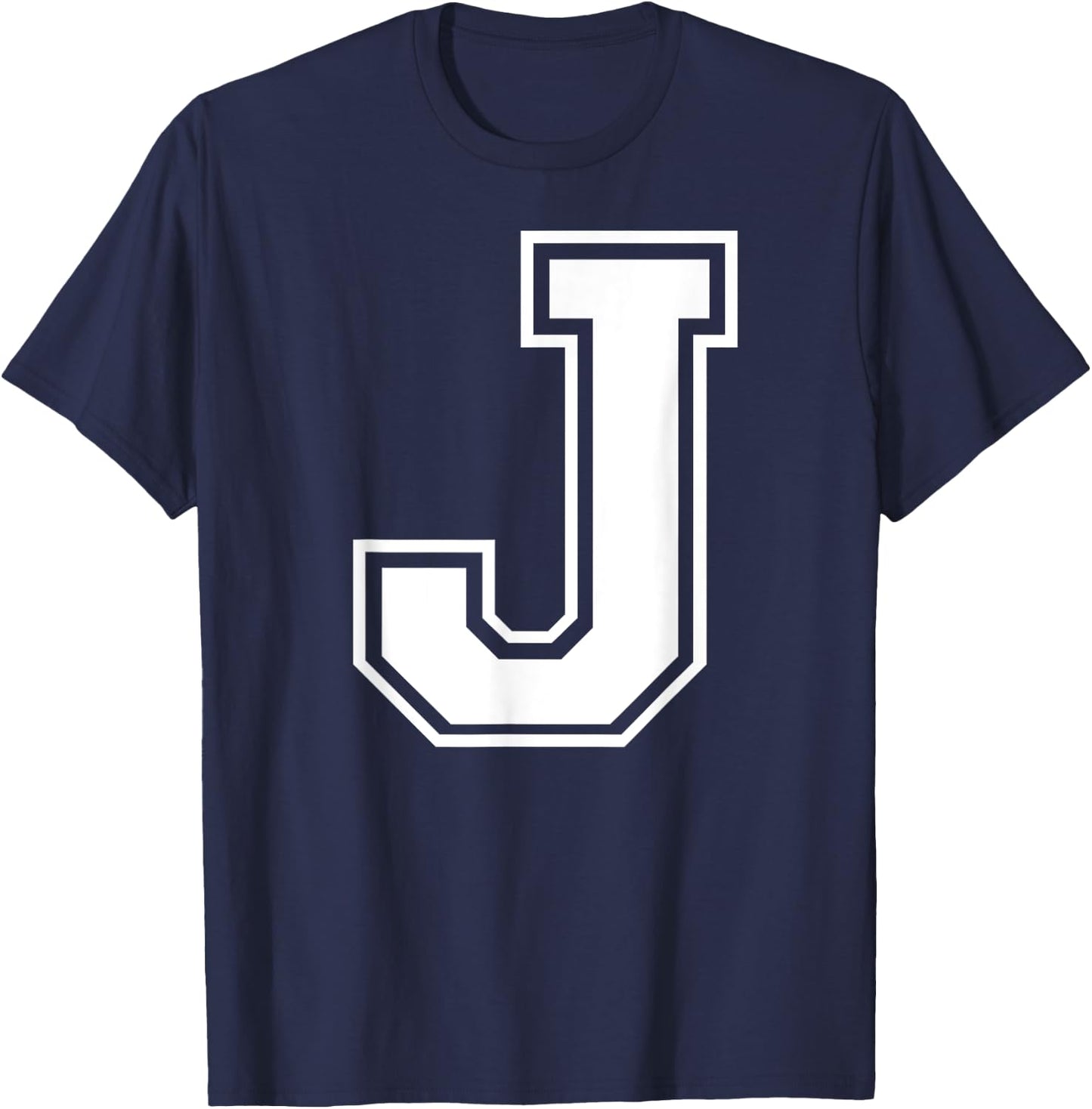Letter J Capital Alphabet College Varsity Monogram Club T-Shirt - T-Shirt | Navy