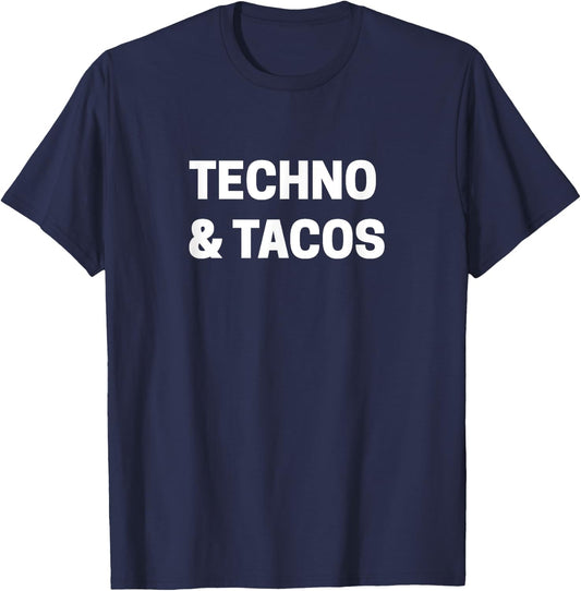 Techno & Tacos Music Lover DJ Rave EDM T-Shirt - T-Shirt | Navy