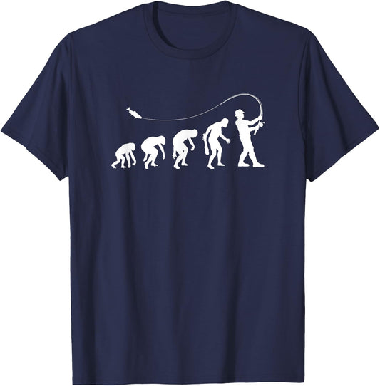 Fly Fishing Evolution Of a Fishing Man Fisherman T-Shirt - T-Shirt | Navy