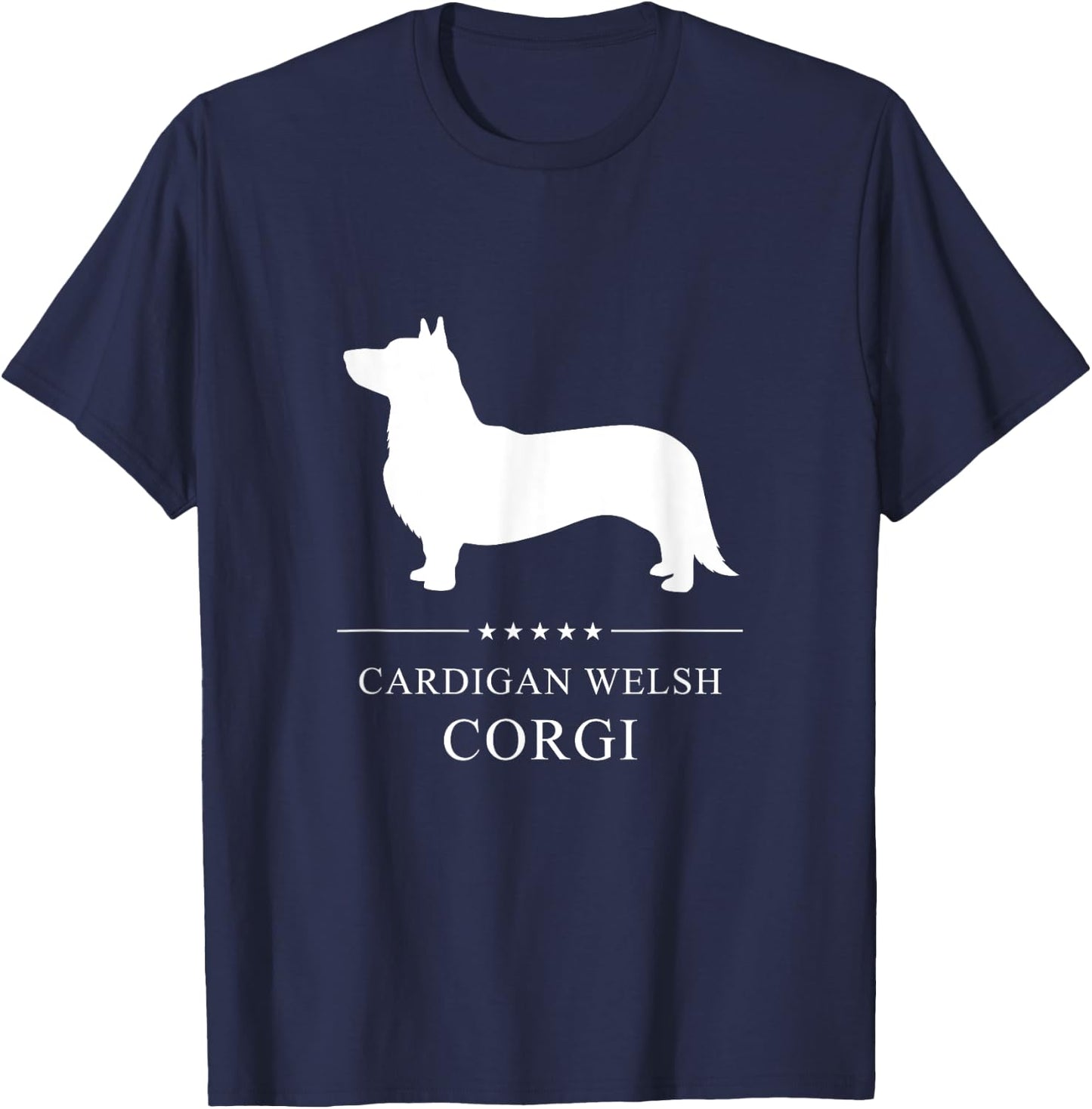 Cardigan Welsh Corgi Dog White Silhouette T-Shirt - T-Shirt | Navy