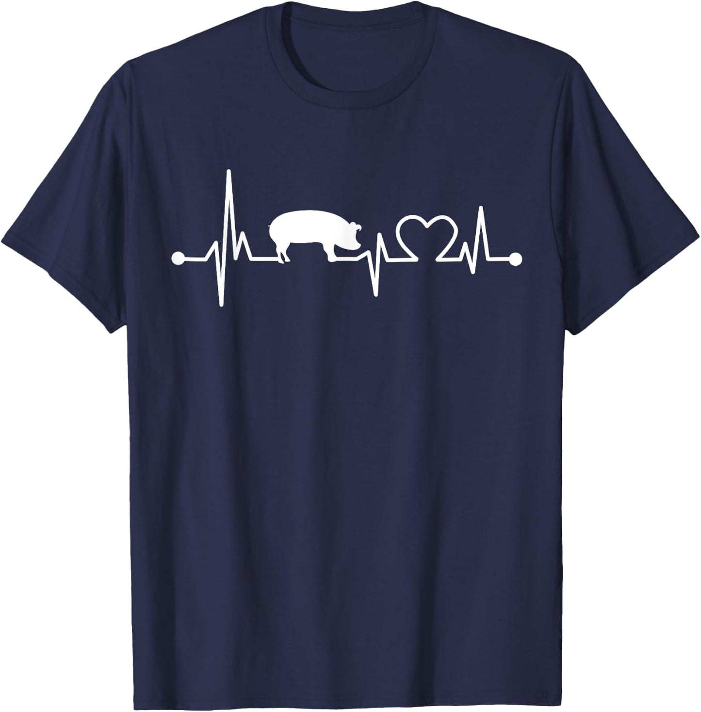 I Love My Pig Heart Valve EKG Heartbeat Funny Gift T-Shirt - T-Shirt | Navy
