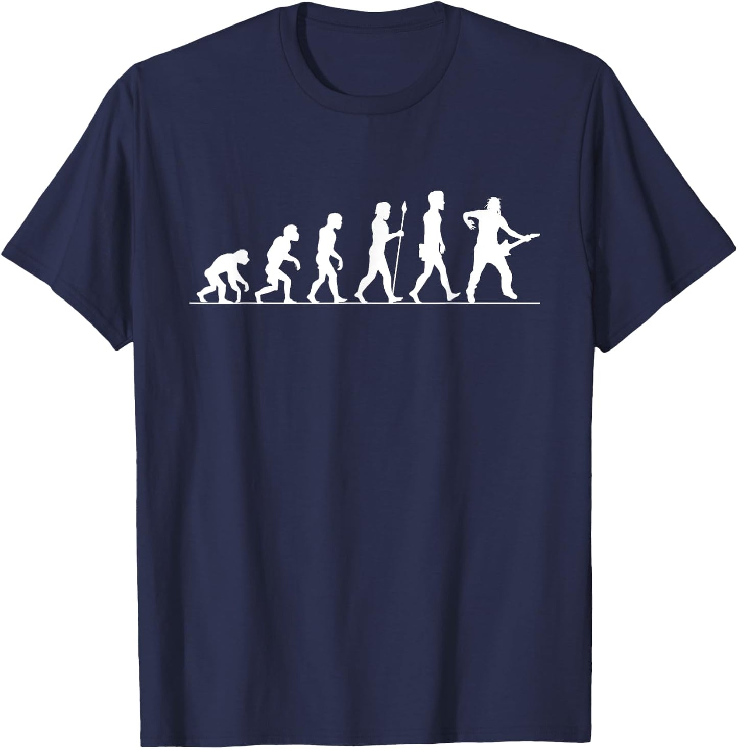 Guitar Evolution Funny Gift Rocker Guitar Player T-Shirt - T-Shirt | Navy