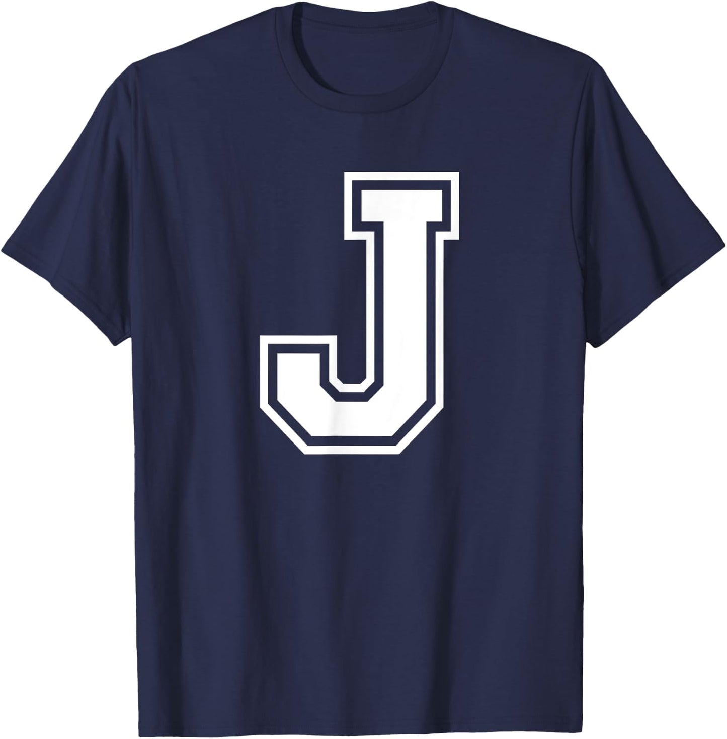Letter J Name Initial Varsity Alphabet Monogram T-Shirt - T-Shirt | Navy