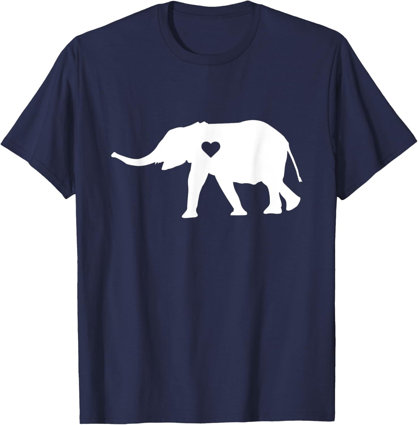 Love Heart Elephant Silhouette Gift T-Shirt - T-Shirt | Navy