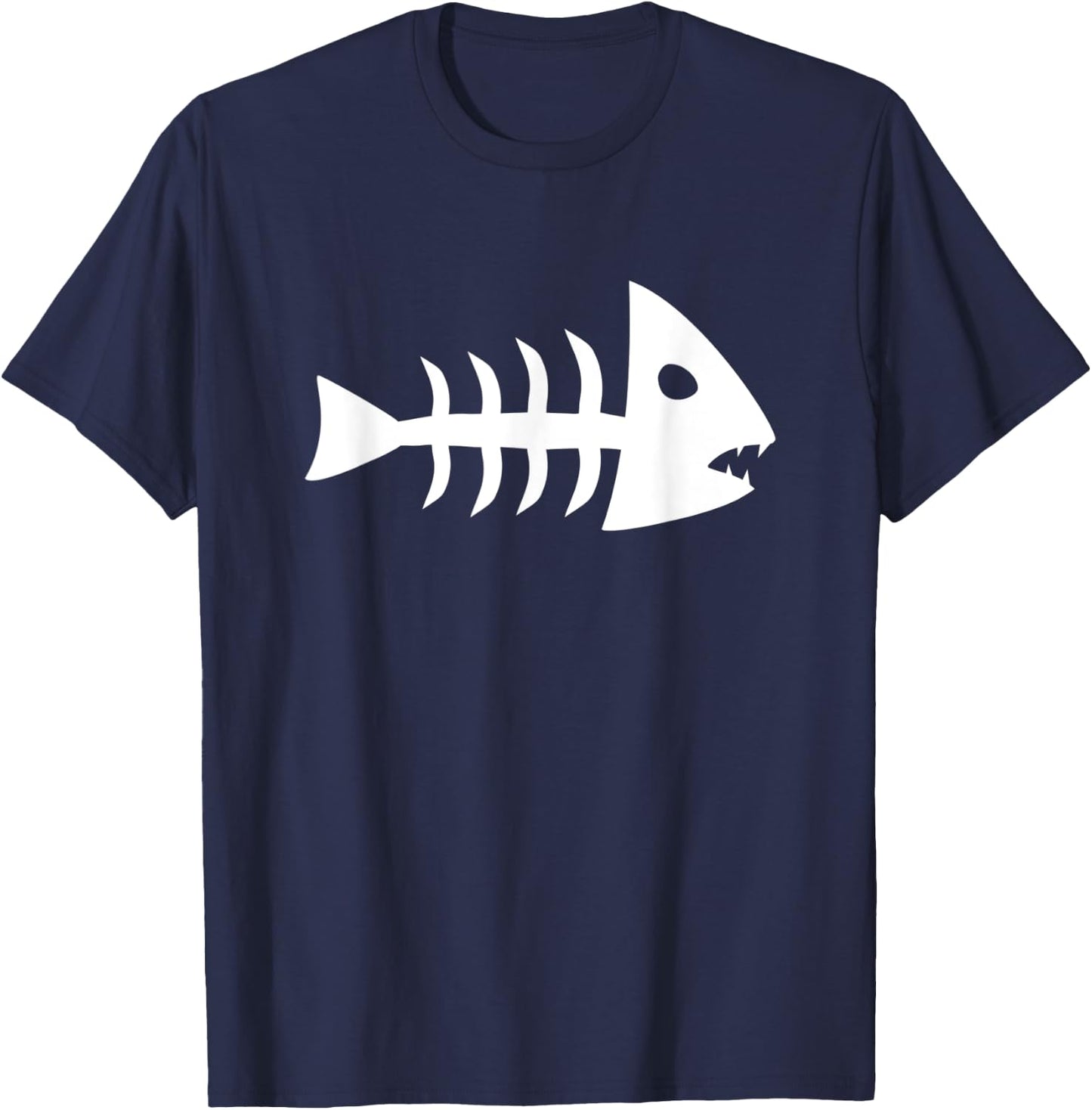 Cool White Piranha Fish Skeleton T-Shirt - T-Shirt | Navy