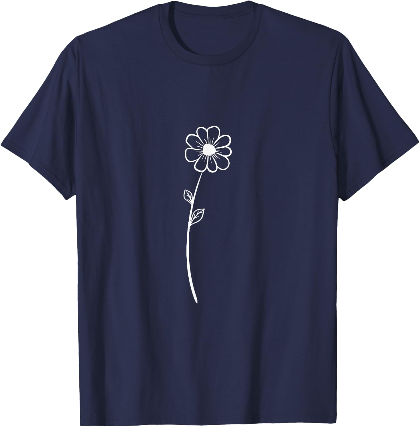 Minimalistic Botanical Flower Flowers Plants T-Shirt - T-Shirt | Navy