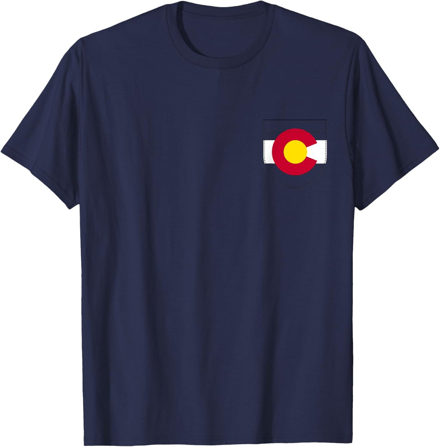 Colorado Flag Fake Pocket Graphic Men Women Kids T-Shirt - T-Shirt | Navy