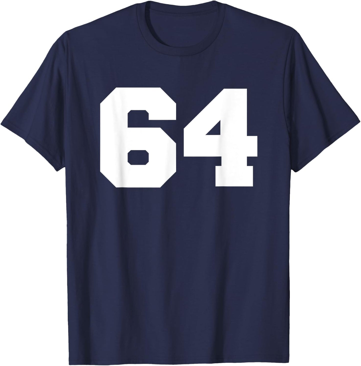 Number 64 Sports Jersey Player #64 Fan FRONT Print Varsity T-Shirt - T-Shirt | Navy