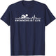 Swimming is Life Heartbeat Pool Life Guard Swim Team Gift T-Shirt - T-Shirt | Navy