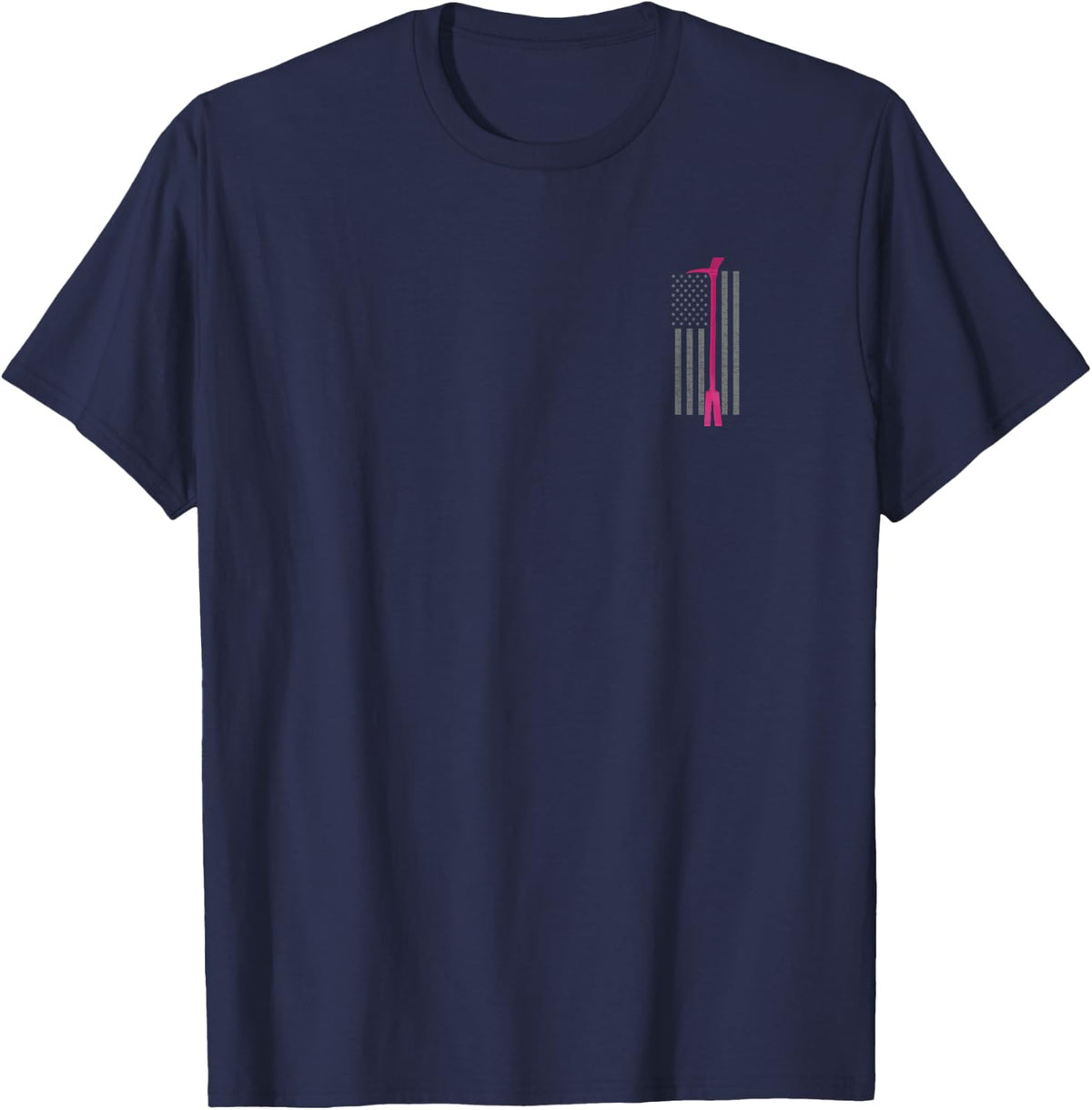 Pink Halligan Tool Firefighter Breast Cancer Awareness Shirt T-Shirt - T-Shirt | Navy