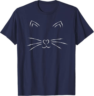 Cute Black Cat Face , Halloween Kitten Costume Women Kids T-Shirt - T-Shirt | Navy